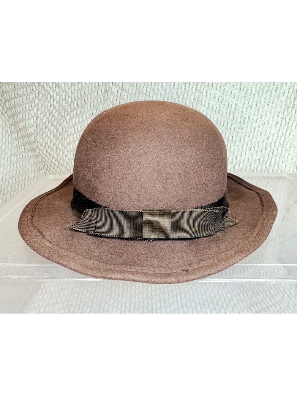 Vintage Geo W Bollman Doeskin 100% Wool Cloche Bowler Hat Brown